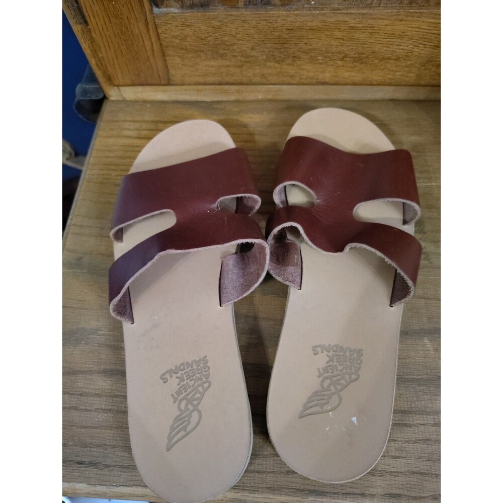 ANCIENT GREEK SANDALS Apteros Slides flats Sandal Brown Size 44 US 11